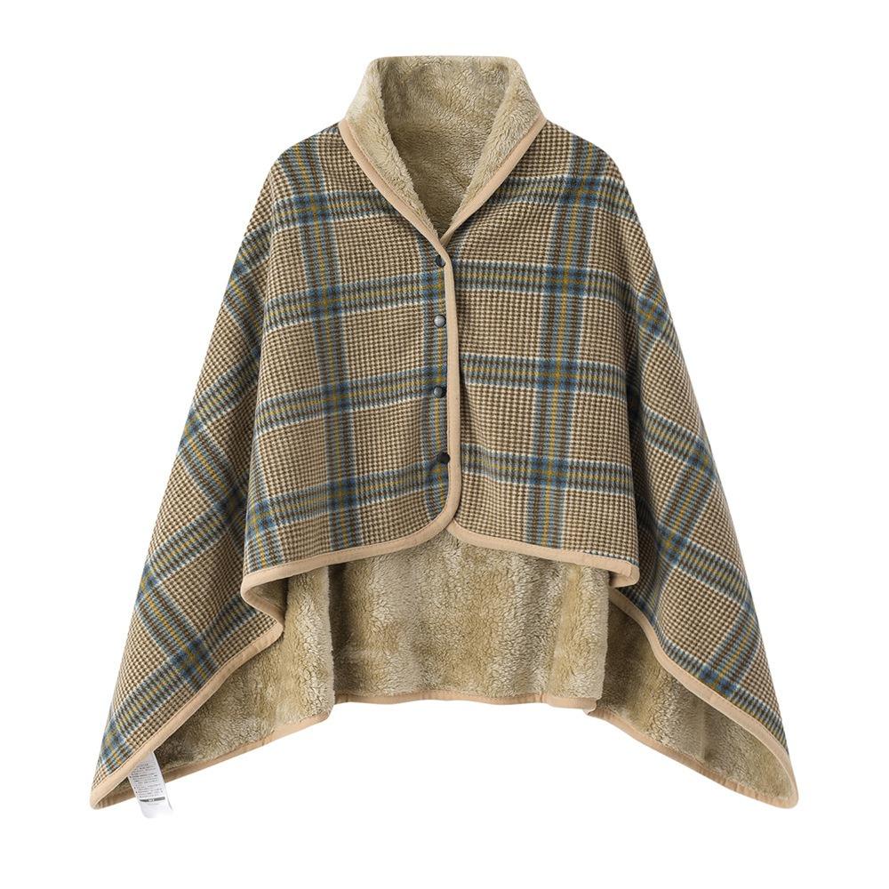 Lazy Plaid Wearable Blanket Thicken Soft Casual Office Blanket with Button Warm Home Shawl Blanket Winter