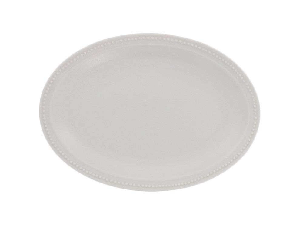 East Dotted Oval Matte Milk Plate, 24cm, Porcelain,