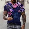 Camiseta Estampada com Lantejoulas Brilhantes Roupas Masculinas Harajuku Streetwear Camisetas de Manga Curta Festa de Música Hip Hop Moda Camiseta Nova Top