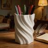 Soporte para Bolígrafos Impreso en 3D Soporte Moderno Espiral Retorcido Organizador de Escritorio 2 en 1 Florero para Decoración de Oficina Sala de Estar