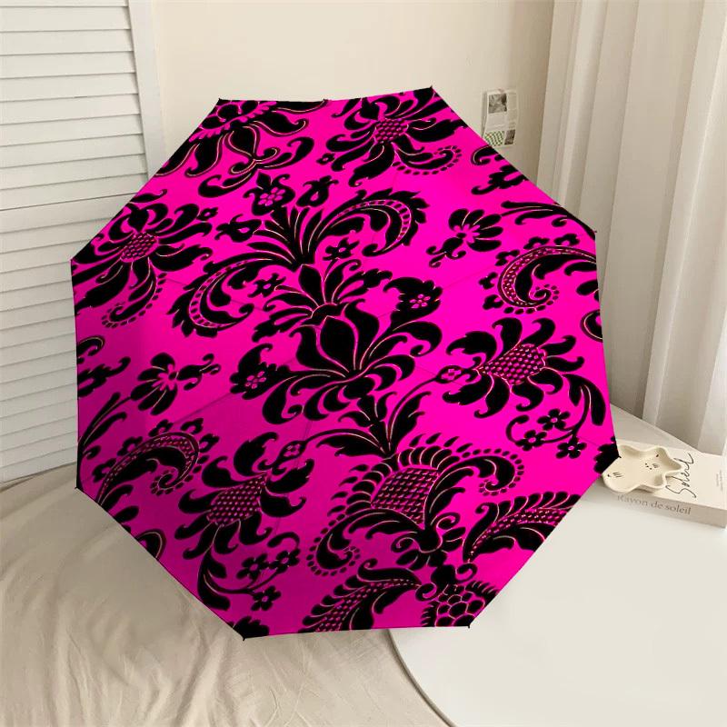 1PC Floral Pattern Fabric PrintUmbrella-8-Rib Reinforced, Automatic Open, Lightweight & Durable, Cute Fashion Accessory for Outdoor-P157