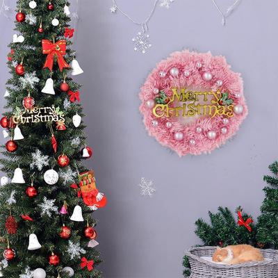 Ghirlanda per Porta d'Ingresso Ghirlanda di Natale Rosa Decorazioni Festose da Appendere alla Porta Muro Ghirlanda con Cartello Merry Christmas Luce per Davanti
