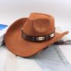 Western Cowboy Style Tibetan Bull Head Accessories Fashion Top Hat Autumn/Winter New Collection Deer Skin Velvet Large Edge Riding Hat