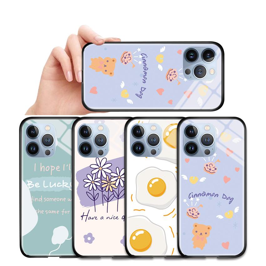 Tempered Glass Phone Case For iPhone 11 12 13 14 15 16 17 Redmi 10 12 14C Note10 Note14 Xiaomi 11Lite PocoC75 Soft Edge Shockproof Smooth Shell