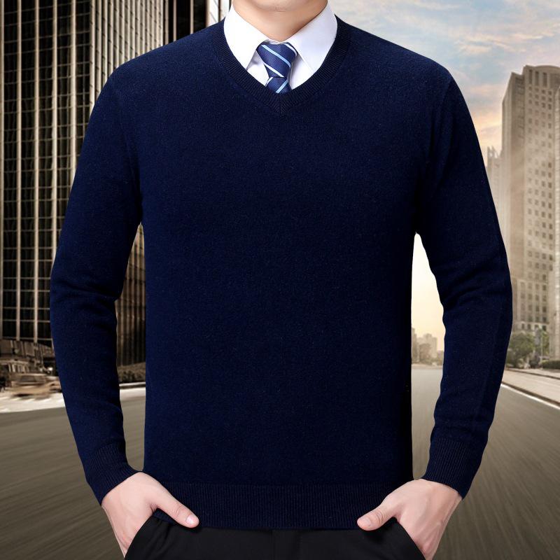 Men's Winter V-Neck Knit Sweater for Casual or Business Wear