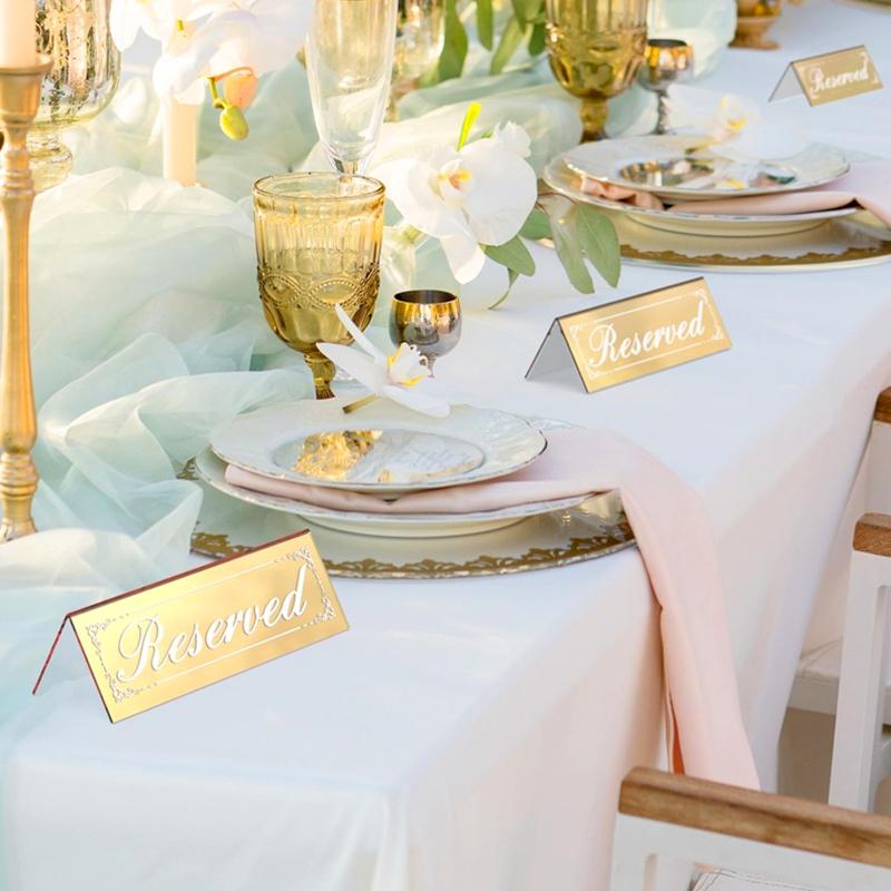 1/5/12Pcs/Pack Reserved Table Signs Wear-resistant Wedding Waterproof Acrylic Guest Reservation Gold Reserved Signs