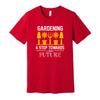 Gardening Motivational Unisex T Shirt With Sunflower Pots And Garden Tools Graph
