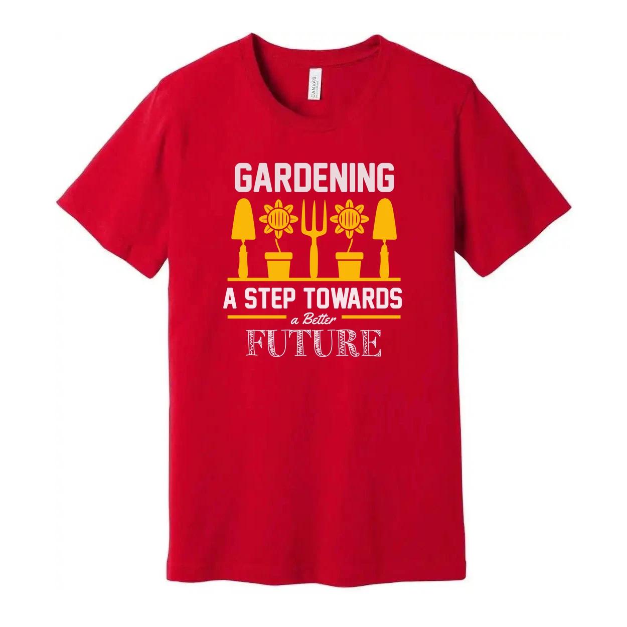

Gardening Motivational Unisex T Shirt With Sunflower Pots And Garden Tools Graph S