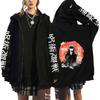 Jujutsu Kaisen Gojou Satoru Print Women Casual Zipper Hoodie Winter Extra Large Long Sleeves Zipper Sweatshirt