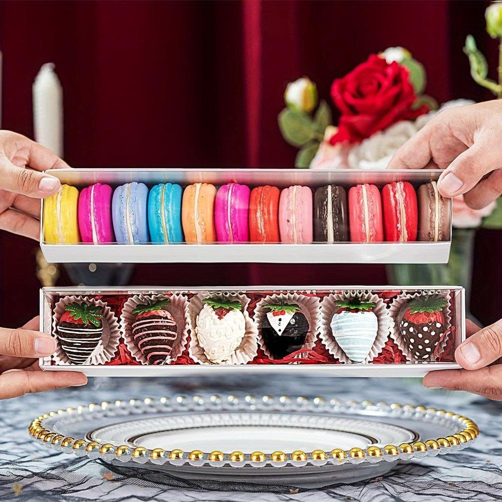 4pcs Strawberry Boxes Macaron Boxes Chocolate Truffle Boxes Cookies Boxes Bakery Boxes with Full Clear Window Mini Cupcakes Boxes Gift Box