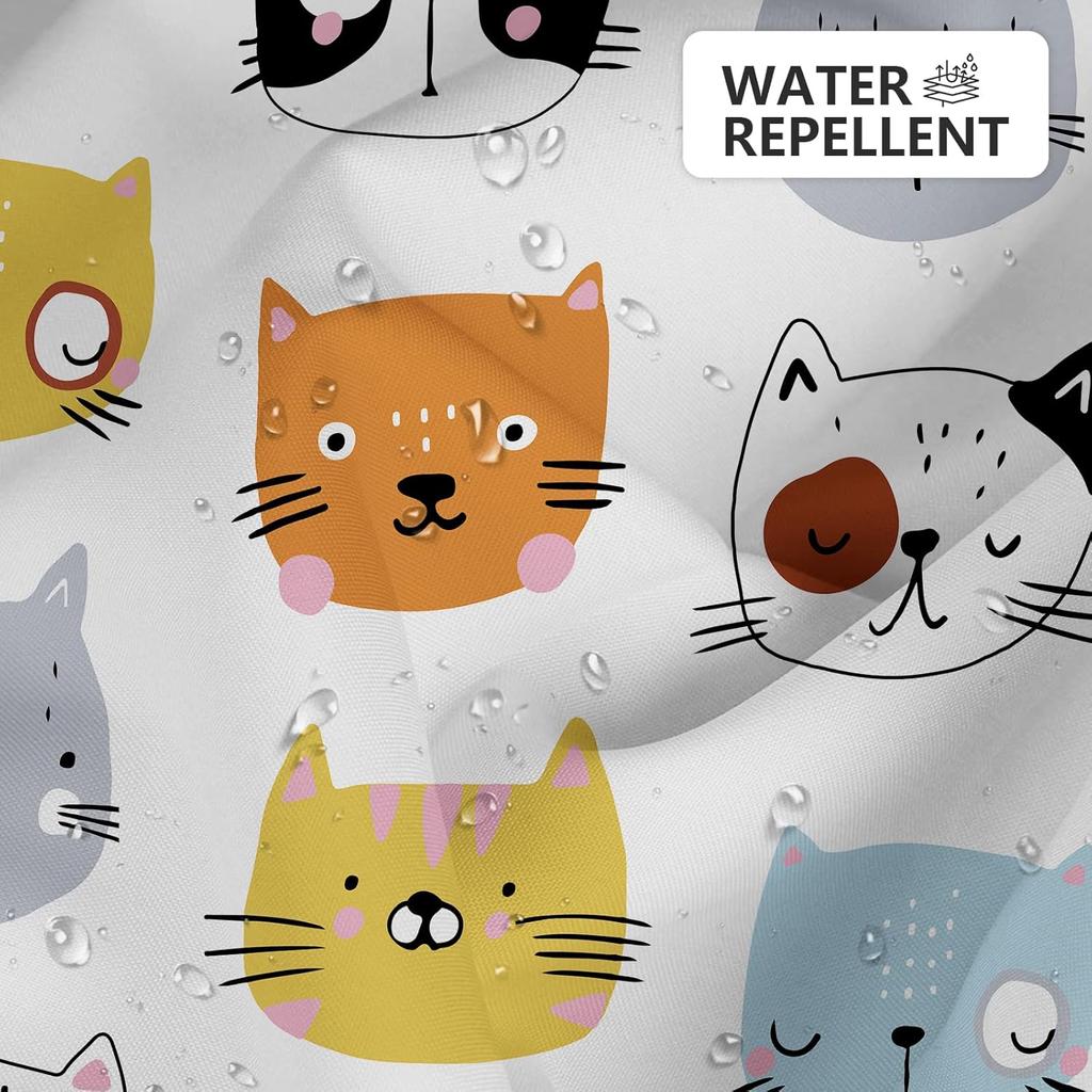 Cute Cat Shower Curtain For Bathroom Decor, Funny Bathroom Curtain Set, Cat Lovers Cute Cartoon Colorful Waterproof Fabric