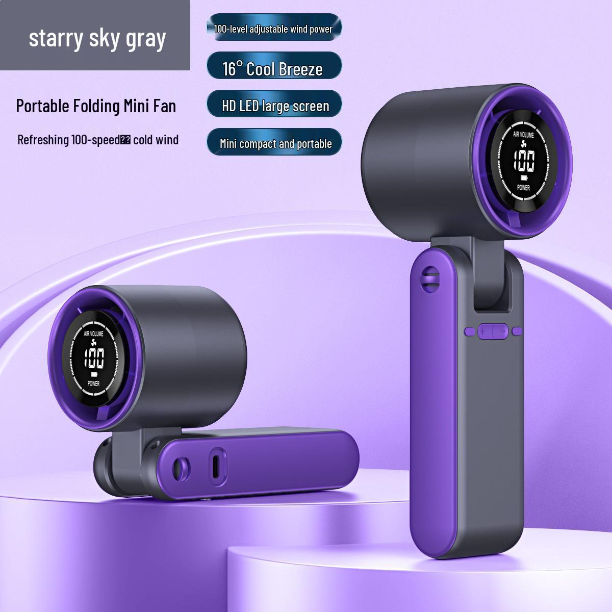 New T15S Foldable Neck-Hanging USB Fan with High-Speed Turbine & Cooling Ice Pack *