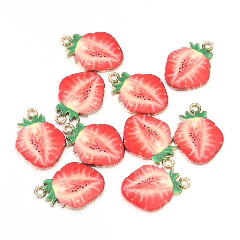 10Pcs/lot Fruit Series Alloy Charms Pendant Avocado Strawberry Shape Fashion Pendant DIY Earrings Necklaces Jewelry Accessories