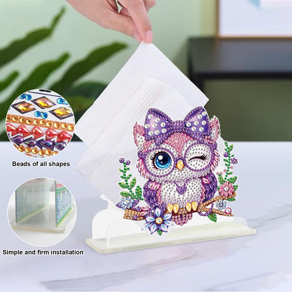 Acrylic Candle Diamond Painting Napkin Rack Decor Tabletop Diamond Painting Napkin Holder 5D DIY Diamond Art Paper Storage Rack