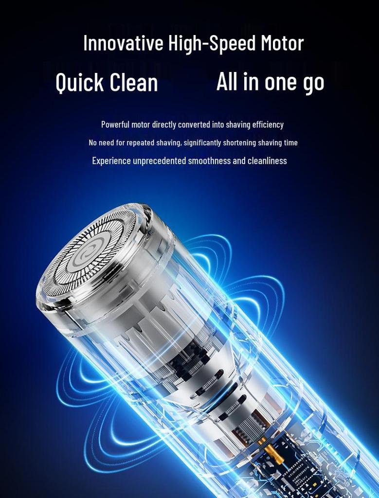 Men's Mini Portable Electric Shaver: Silent, Smart, Anti-Pinch Steel Razor for Travel