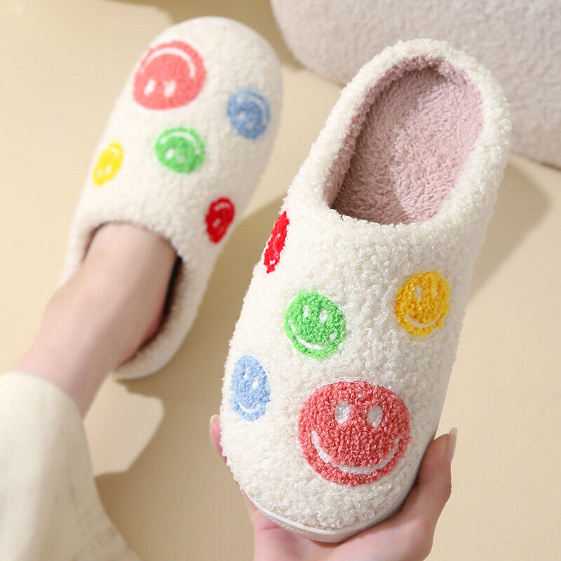 Флисовые офисные тапочки с смайликами White 230-235
