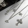 Hip Hop Style Cross Pentagram Pendant Necklace, Personality Shining Star Chain Collarbone Chain