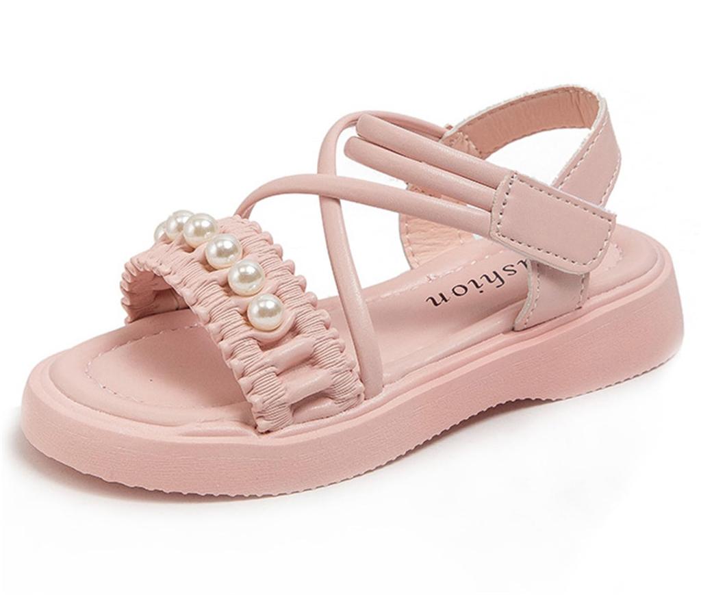 DADAWEN Summer Open Velcro Easy To Put On and Take Comfortable for and 20cm Girls' Sandals, Toe, Closure, Off, Flexible, Walking, School, Outings,
