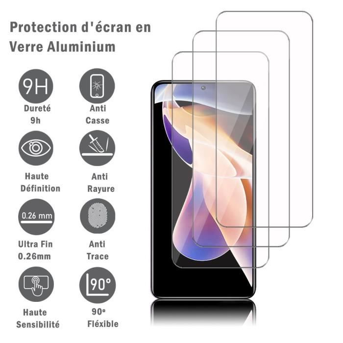 VCOMP® Pour Xiaomi Redmi Note 11 Pro- Note 11 Pro 5G: Pack de 3 Films Protection d'écran en verre d'aluminium super résistant 9H