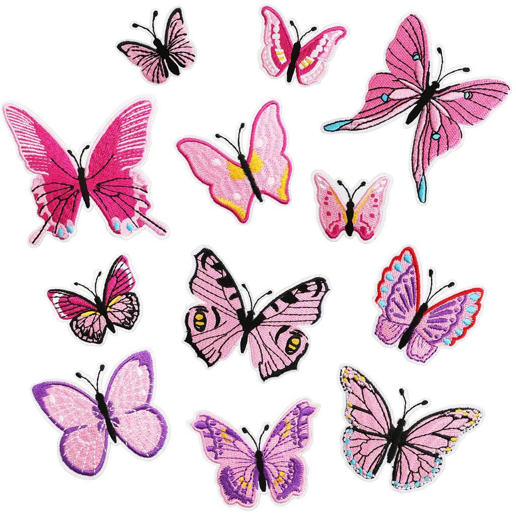 Butterfly World Embroidery Cloth Sticker Colored Flower Butterfly Computer Embroidery Label Clothes Decorative Patch Sticker Blue Butterfly