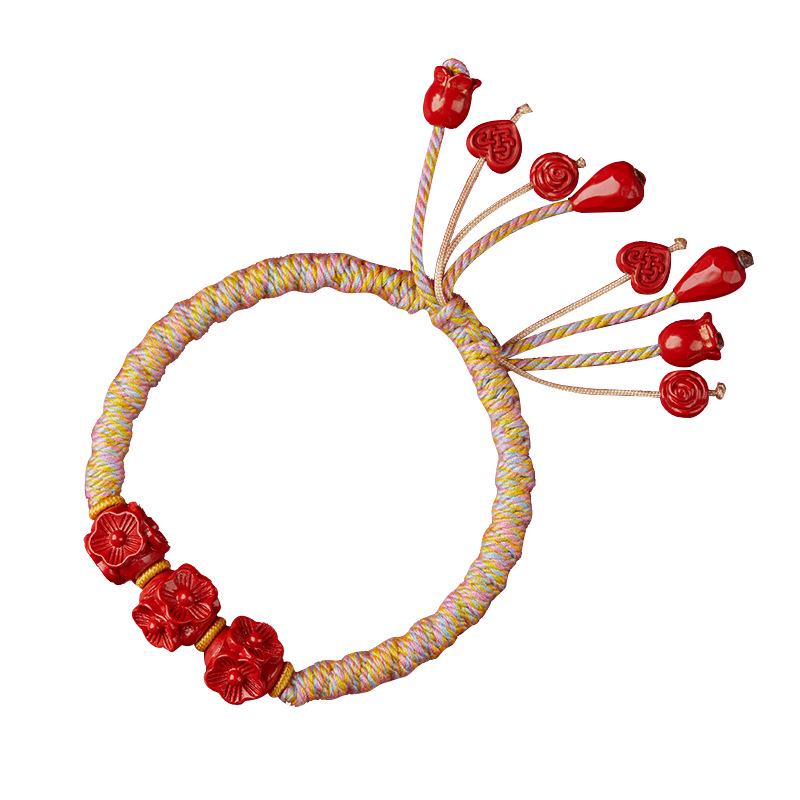 Jing Chunlan Handmade Cinnabar Red Sand Pixiu Bracelet