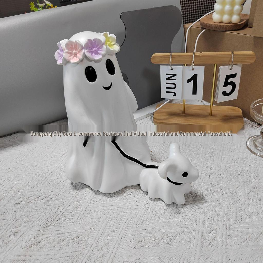 Chien fantôme d'Halloween promenant Décoration de jardin Art d'horreur