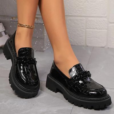 Loafers voor Dames Plus Size 42 Slip On Lakleren Schoenen Vrouw Comfort Ronde Neus Schoenen