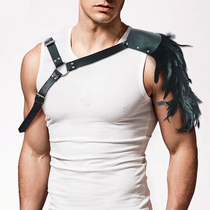 

Средневековый костюм воина с перьевым наплечником и регулируемым корсетом для тематических вечеринок