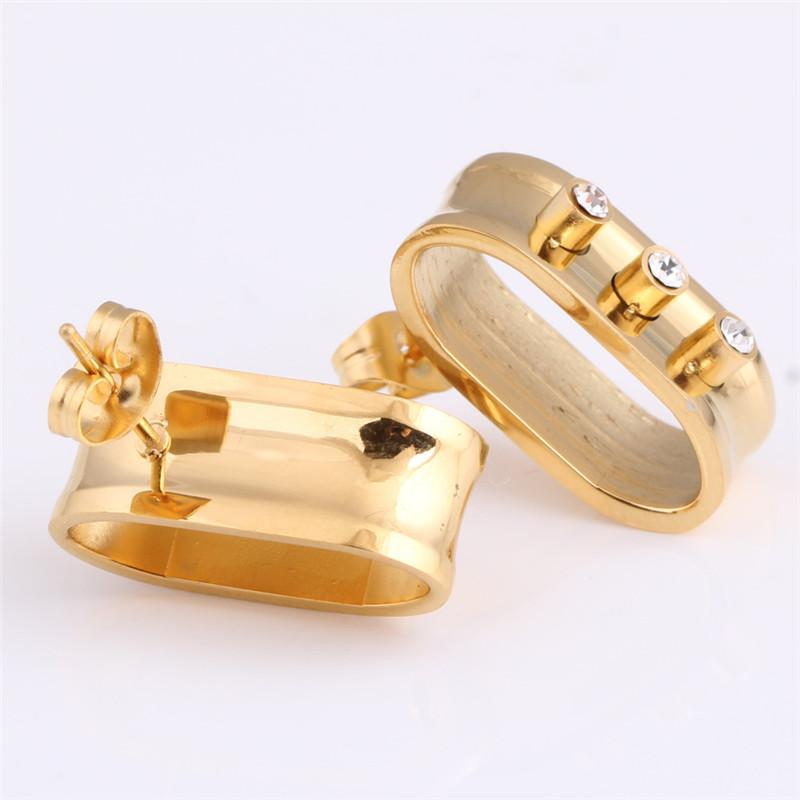 Wild New Gold Inlaid Zircon Titanium Steel Earrings Female Crystal from Austrian Fasion Jewelry Fit Women For Party