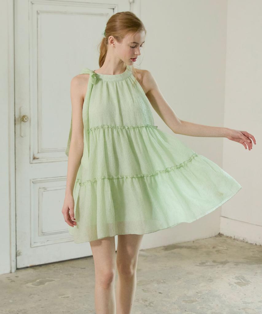 Bikini Bender Sehi'S Ribbon Halter Mini Dress - Melon