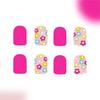 24 Pcs Glossy Press On Nail Short Square Stick On Nail Colorful Flowers False Nail Solid Color Acrylic Nail
