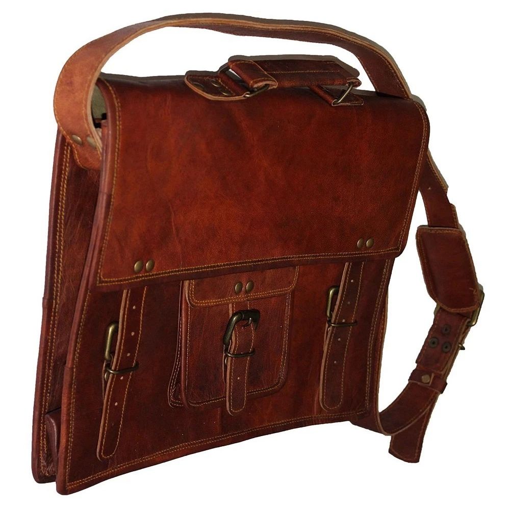 New Men's Vintage Brown Leather satchel Messenger Shoulder Laptop Briefcase Bag