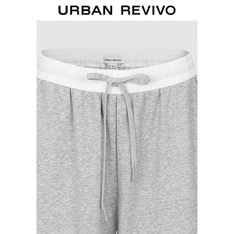 UR 2025 Autumn Women's Color-Block Drawstring Loose Wide-Leg Pants