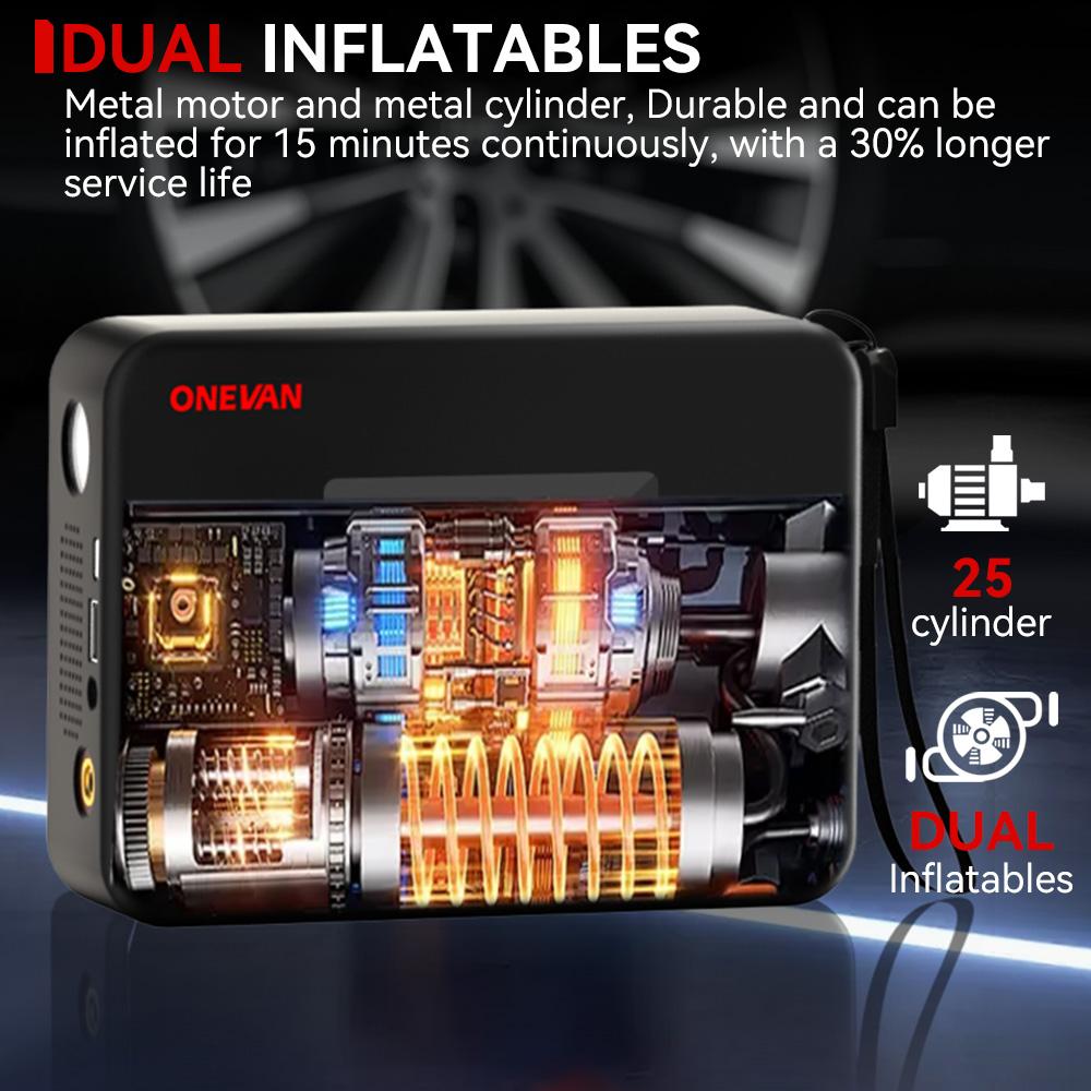 ONEVAN 2IN1 Cordless Car Air Pump High Power Dual Inflatable 160PSI DC12V With Digital Pressure Air Car Compressor Car Tire