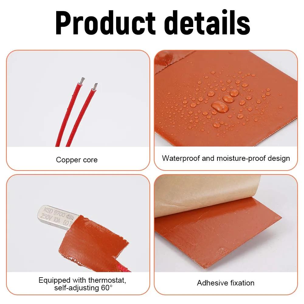 30W/90W Engine Oil Tank Heater Pad Silicone Flexible Waterproof Silicon Heater Pad For 3D Printer Heater  Car Accessories