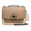 Madison 19 Logo Studded Decor Leather And Synthetic Leather Crossbody Shoulder Bag Small Women Bags Gray Brown CW414-V5SNE
