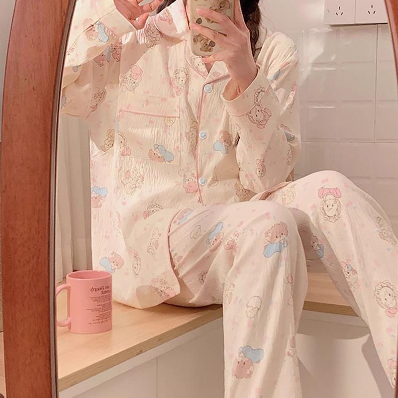 Cute Cartoon Mikko Cloud Cotton Spring And Autumn New Pajamas Women'S Long-Sleeved Student Suit Loungewear