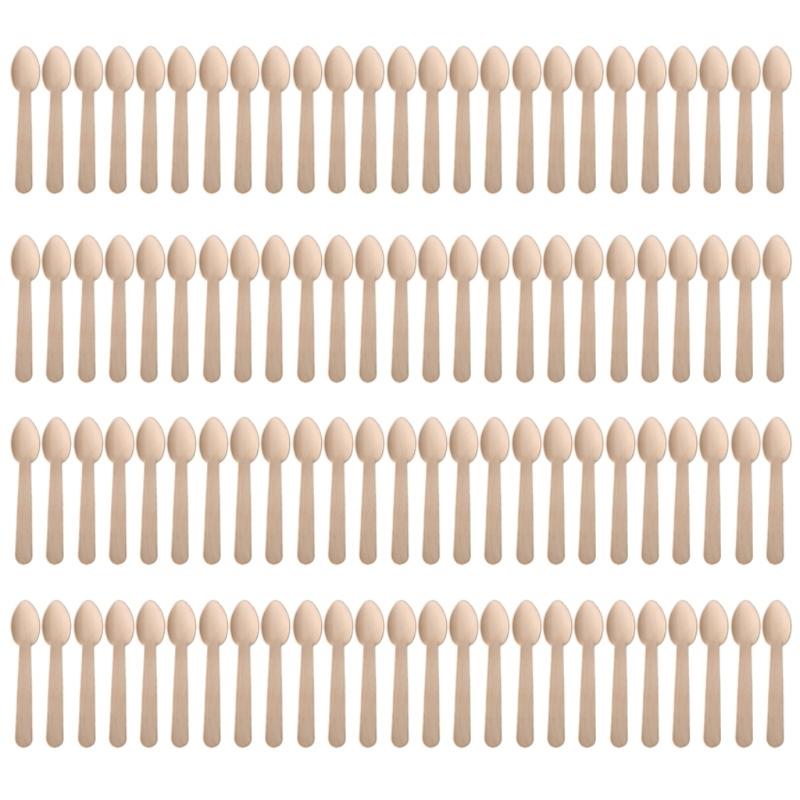 Wooden Eating Utensils Pack of 100 Disposable Cutlery Spoon Fork Knife Birchwood Cutlery Set Environmentally Friendly