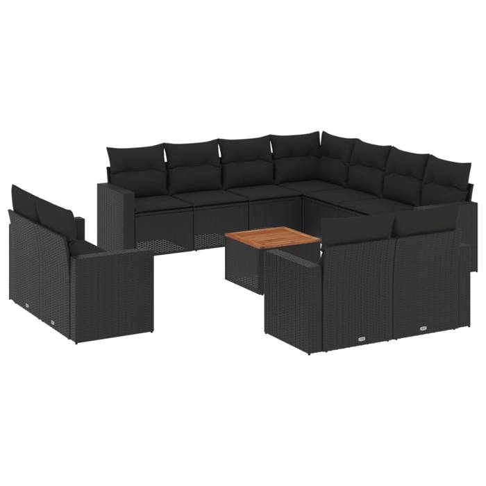 VidaXL Garden Lounge Set with Cushions 12 Pcs, Patio Sofas, Patio Furniture Set, Outdoor Furniture, Black 3256713