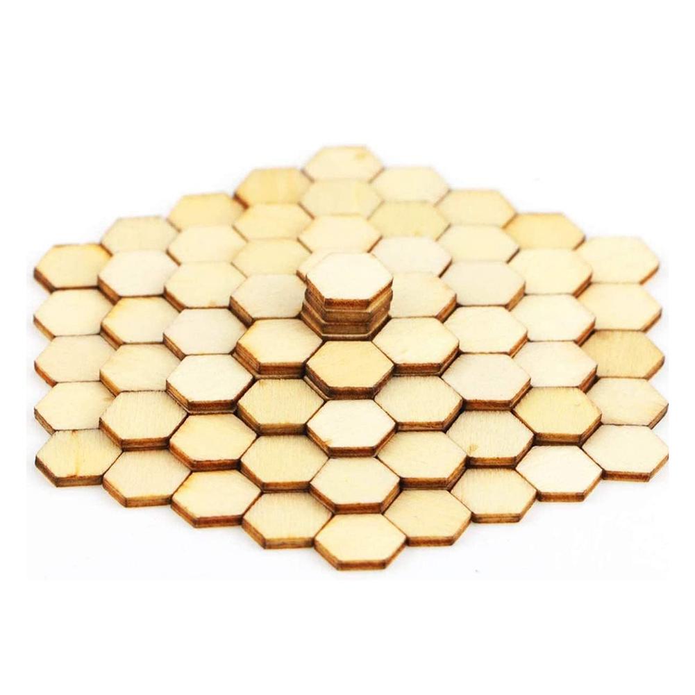 500 PCS Honeycomb Wood Chips Unfinished Wood Cutout Natural Honeycomb Wood Hexagon Cutout Shapes Unfinished Wood