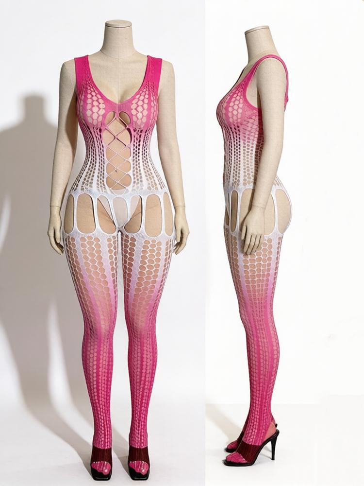 Women'S Sexy Fishnet Bodystocking Open Crotch Tights Crotchless Pantyhose Full Body Stockings Clubwear Nightwear