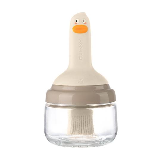 

Олійний пензлик з пляшкою, термостійкий силіконовий пензлик для змащування, милий пензлик-качка та пляшка для грилю, кулінарії, випікання, барбекю, кемпінгу білий