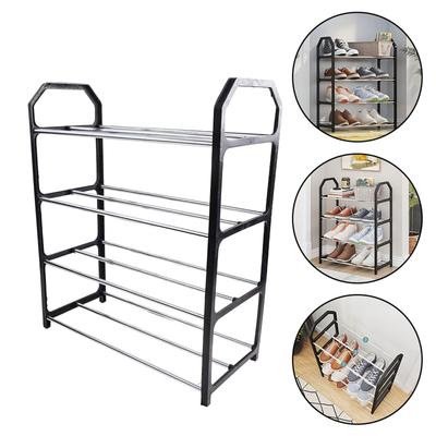 4-layer Metal Shoe Rack Black Easy Assembly Shoe Rack