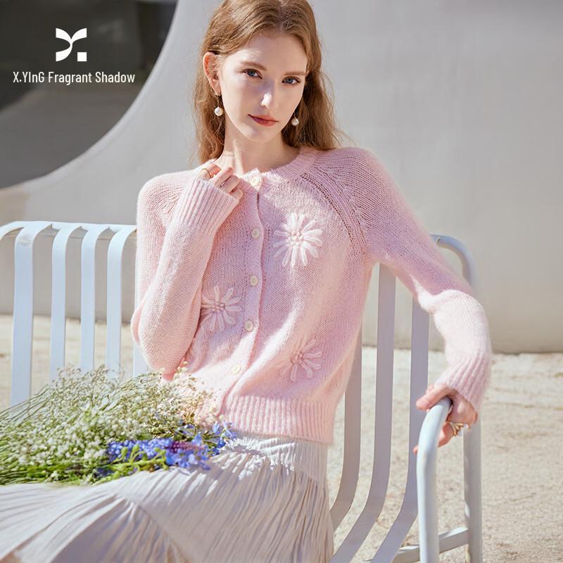 Xiangying Women s 2026 Spring 3D Floral Embroidered Knit Cardigan L