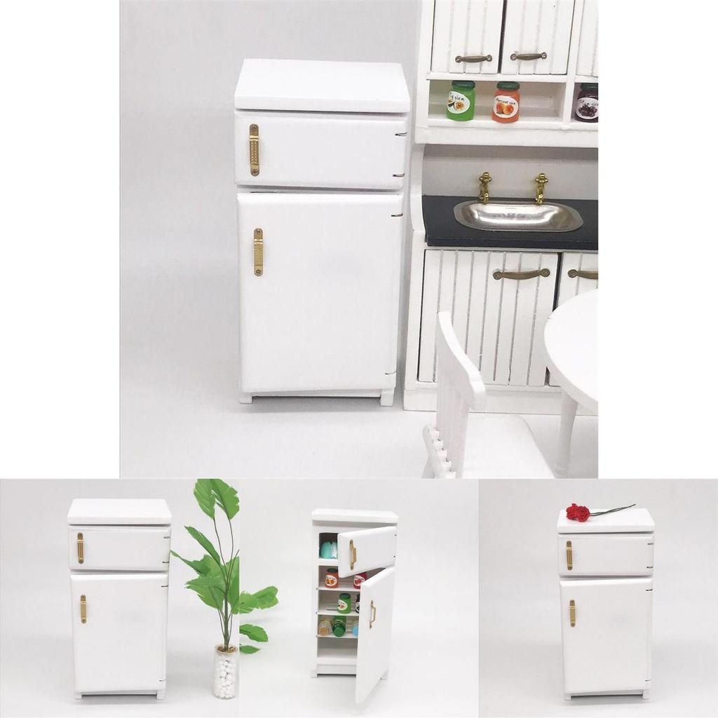 Enchanting White Birch Miniature Kitchen Refrigerator For 112 Dollhouse Decor