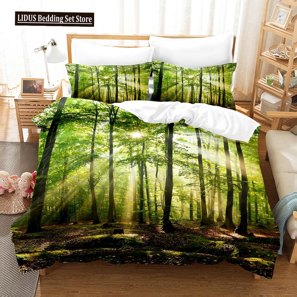 Zestaw Poszwy na Kołdrę Krajobrazowy Rozmiar King Full Letni Palmy Plaża Fale Morskie Motyw Oceaniczny Dla Dzieci Dziewczynka Chłopcy Poliestrowy Zestaw Pościeli