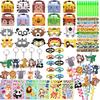 122 PCS Jungle Safari Party Favors Set for Kids,Wild Animals Theme Party Favors Birthday Gifts Masks Keychains Gift Boxs Goodie Bag Fillers Jungle