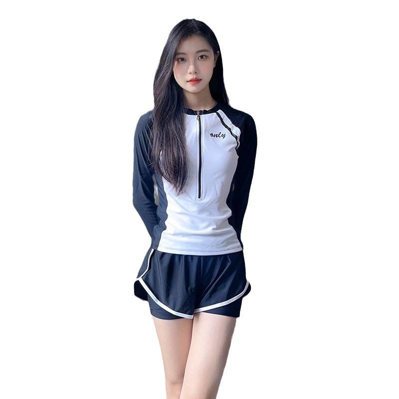 2025 Women's Long Sleeve Sporty Boyleg Swimsuit - Conservative, Anti-Exposure