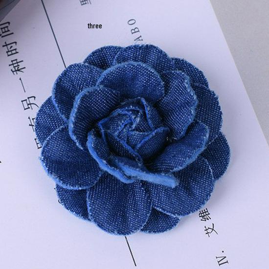 

Камелия Корейский Деним Формирующий Цветок, Ручная Работа DIY Ювелирные Аксессуары, 7.5СМ