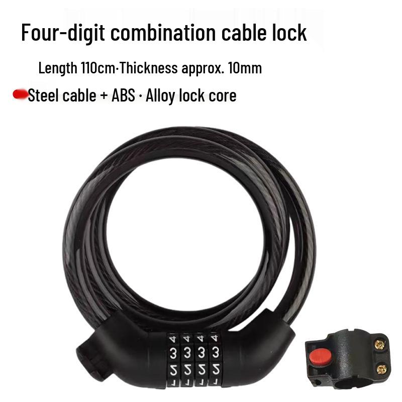 Five-Digit Combination Bicycle Lock: Portable Anti-Theft Steel Cable for Bikes and Electric Vehicles.